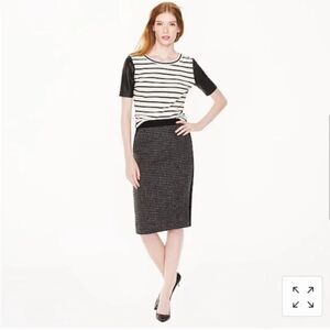 J.Crew Black & Gray Houndstooth Wool Pencil Skirt | Sz 00 | EUC